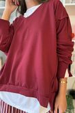 The Sunday Morning V Slouch Sweatshirt Burgundy